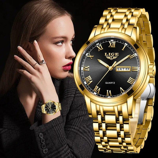 Gold Ladies Creative Steel Water Resistant Watch - L & M Kee, LLC