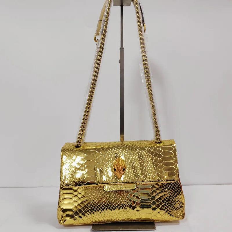 Snakeskin Texture Purse With Eagle Head Metal Icon - L & M Kee, LLC