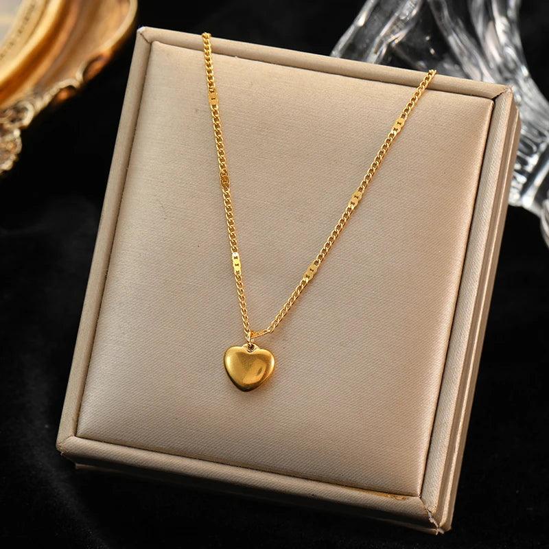 Gold Color Heart Pendant Necklace - L & M Kee, LLC