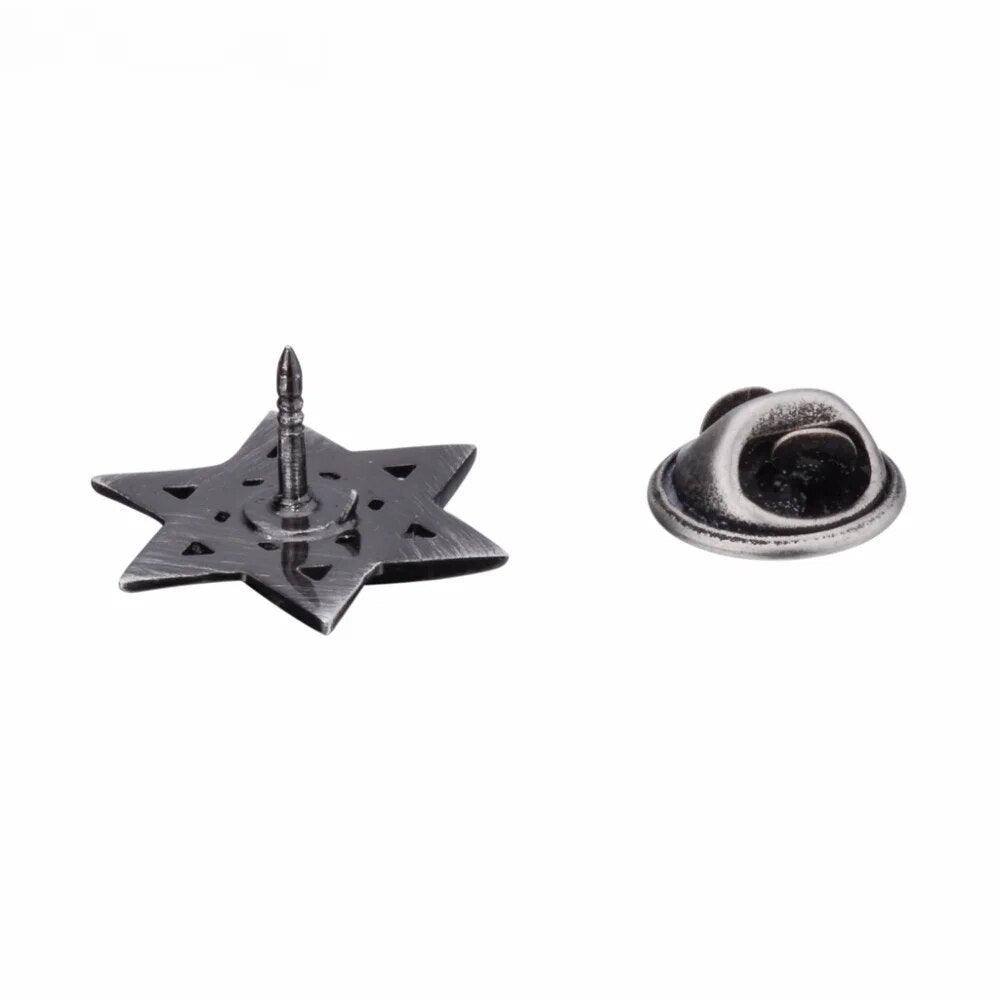 Fashion Hexagram Silver Color Lapel Pin - L & M Kee, LLC