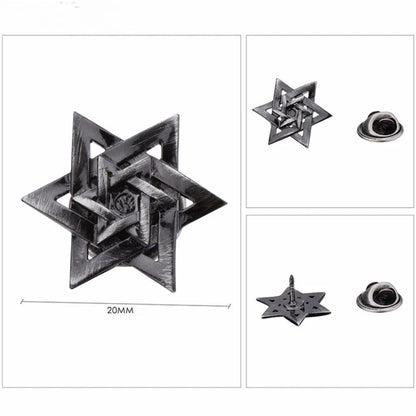 Fashion Hexagram Silver Color Lapel Pin - L & M Kee, LLC