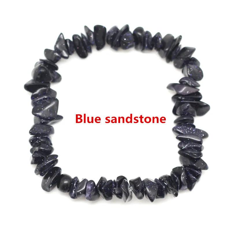 Natural Crystal Bracelet Irregular Stone Bracelet Beads Chip Jewelry Amethyst Aquamarine Rose Quartz Wristband Bangles for Women - L & M Kee, LLC