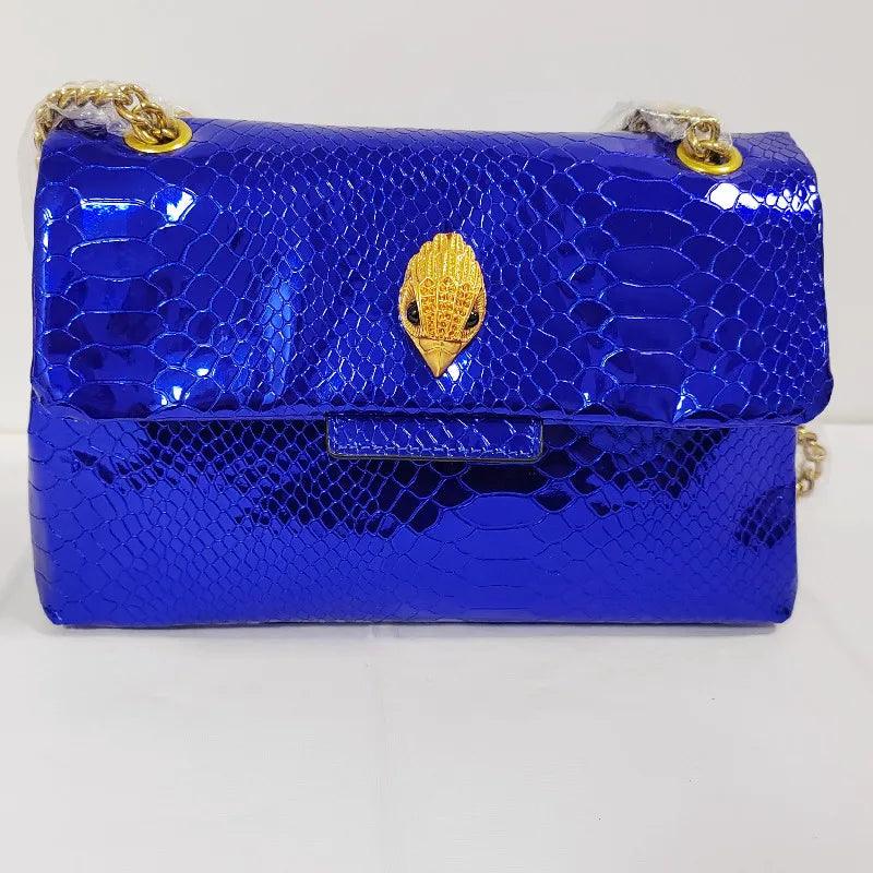 Snakeskin Texture Purse With Eagle Head Metal Icon - L & M Kee, LLC