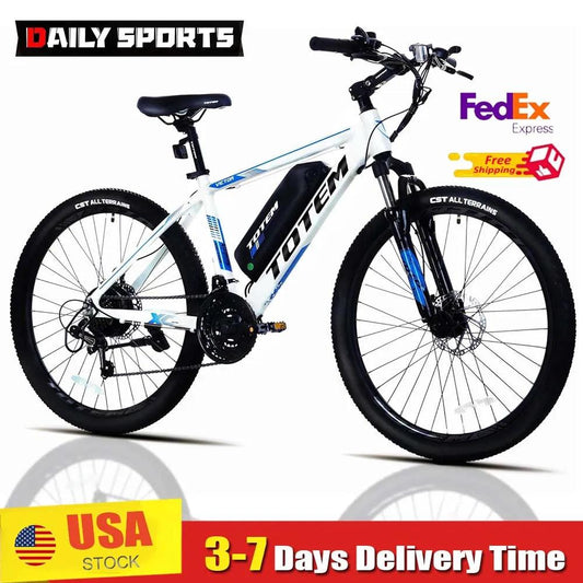Totem Victor Electric Bike 350W Motor 36V 10.4Ah Removable Battery Up to 20MPH 21 Speed 26” Electric Mountain Bicycle for Adults - L & M Kee, LLC