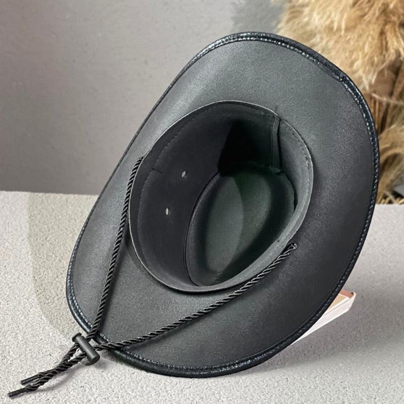 Feather Decor Faux Leather Hat