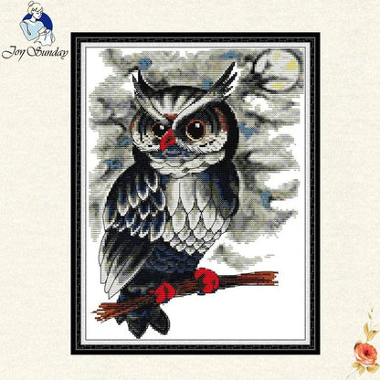 Joy Sunday Cute Owl Cross Stitch 11ct Printed Aida Fabric 14ct Counted Cross Canvas Embroidery DMC Floss Kit DIY Christmas gift - L & M Kee, LLC