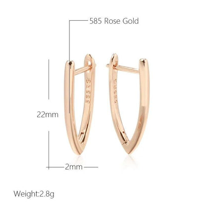 585 Rose Gold Glossy V Shape Dangle Earrings - L & M Kee, LLC