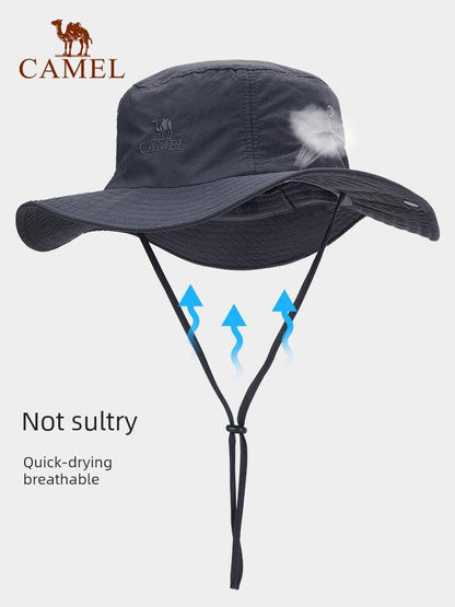 Camel Outdoor Sun-Proof Bucket Hat Men's Summer Sunshade Mountaineering Beach Sun Fishing Cowboy Hat Spring UV Protection - L & M Kee, LLC