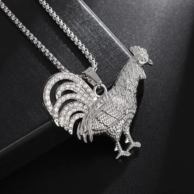 Hip Hop Ice Out Golden Horse Head Pendant Horseshoe Necklace for Men Personality Charm Fashion Rock Party Jewelry - L & M Kee, LLC