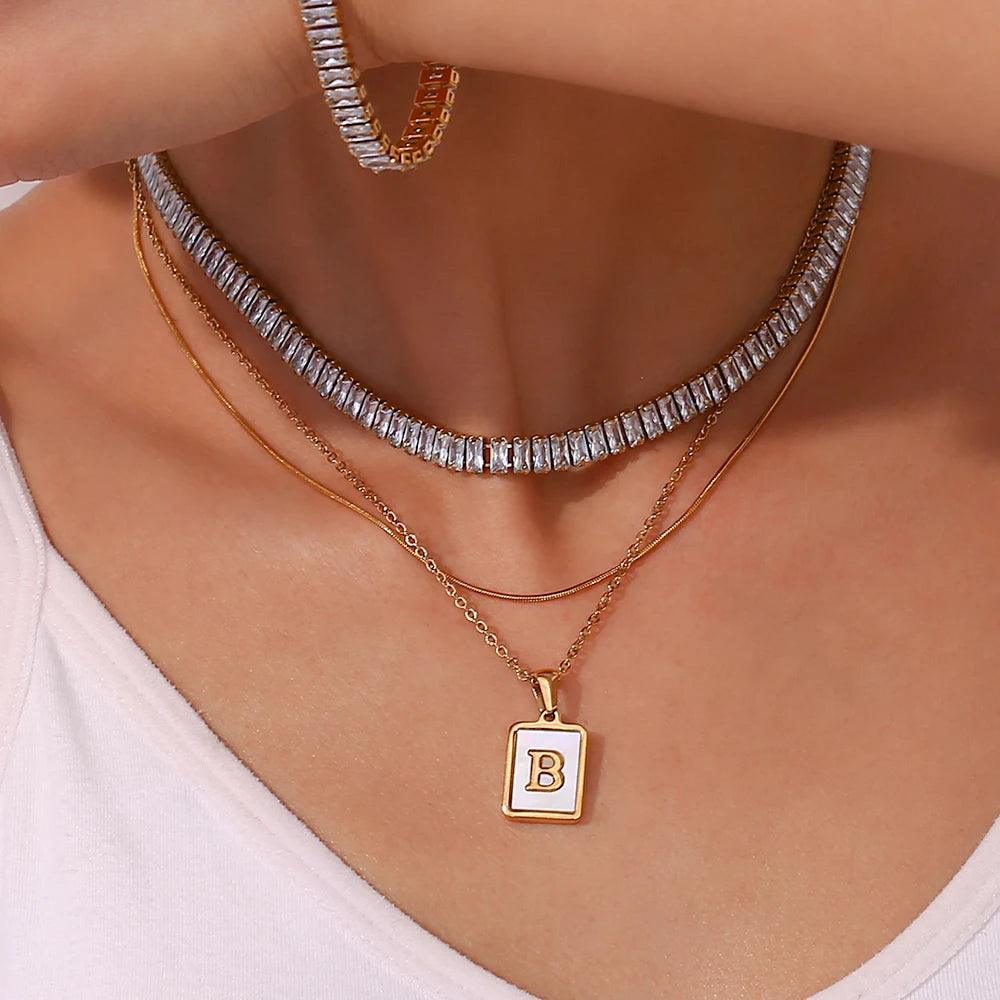 Luxury Square Tennis Chain Choker Necklace - L & M Kee, LLC