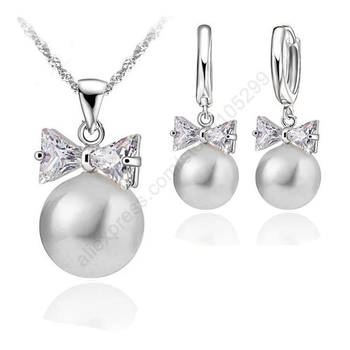 Genuine 925 Sterling Silver Bridal Jewelry Sets Pearl Fashion Jewelry Women Girls Engagement Anniversary Fine Gift Wholesale