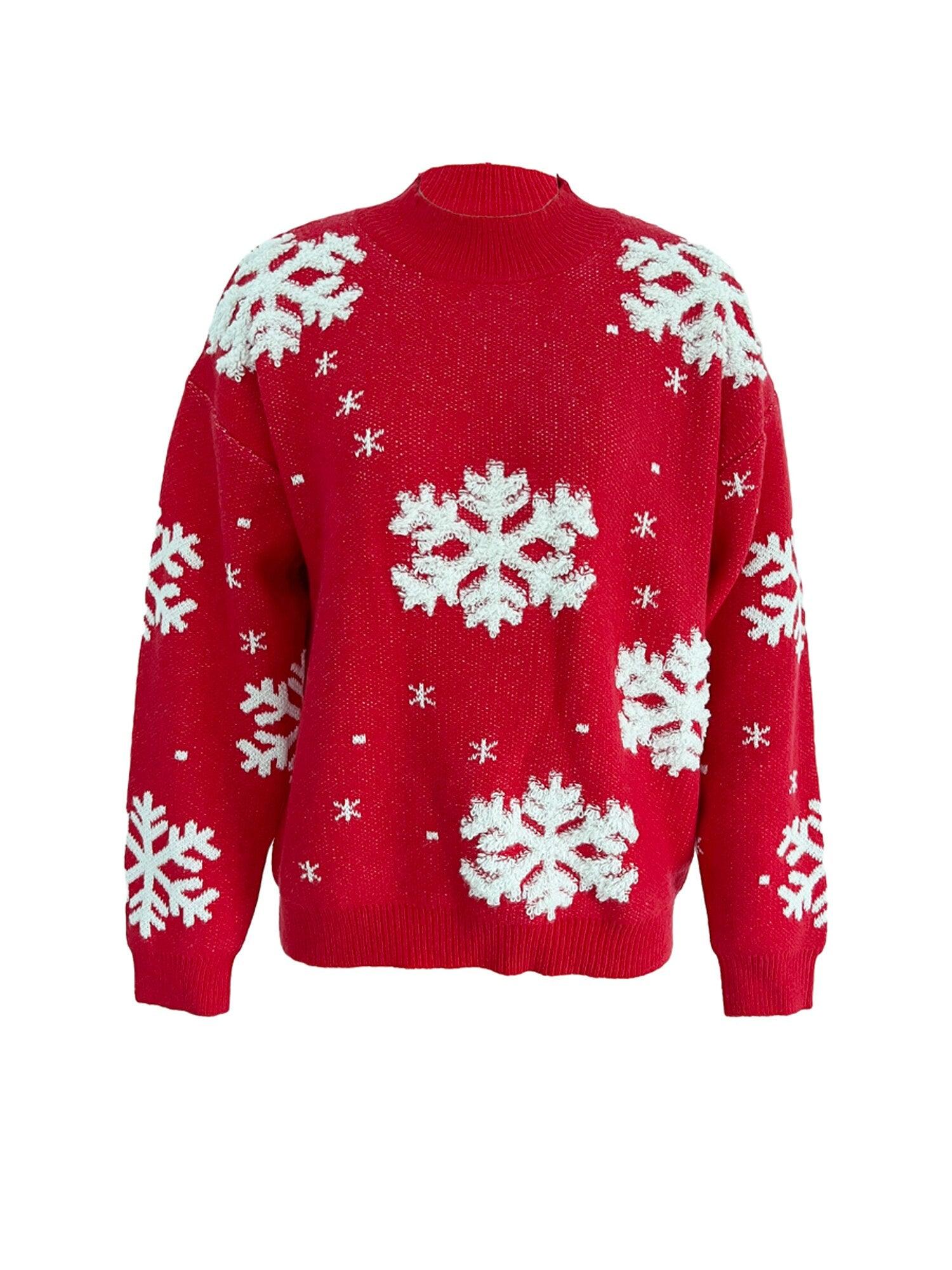 Elk Snowflake Bear Print Ugly Christmas Sweater - L & M Kee, LLC