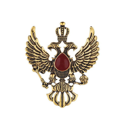 Retro Crown Jewel Double Headed Eagle Brooch Lapel Pin - L & M Kee, LLC