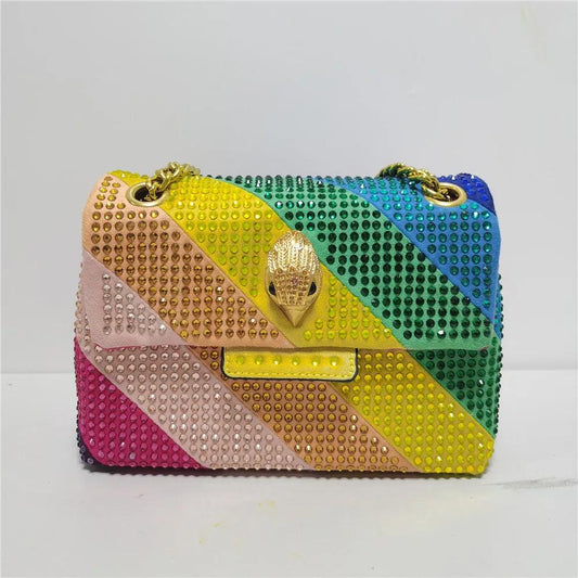 Rainbow Suede Women's Purse Jointing Colorful Cross Body Bag