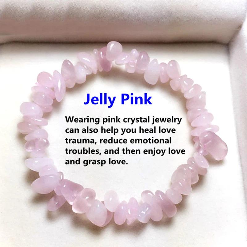 Natural Crystal Bracelet Irregular Stone Bracelet Beads Chip Jewelry Amethyst Aquamarine Rose Quartz Wristband Bangles for Women - L & M Kee, LLC