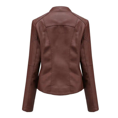 Lace-up Leather Zip-up Jacket - L & M Kee, LLC