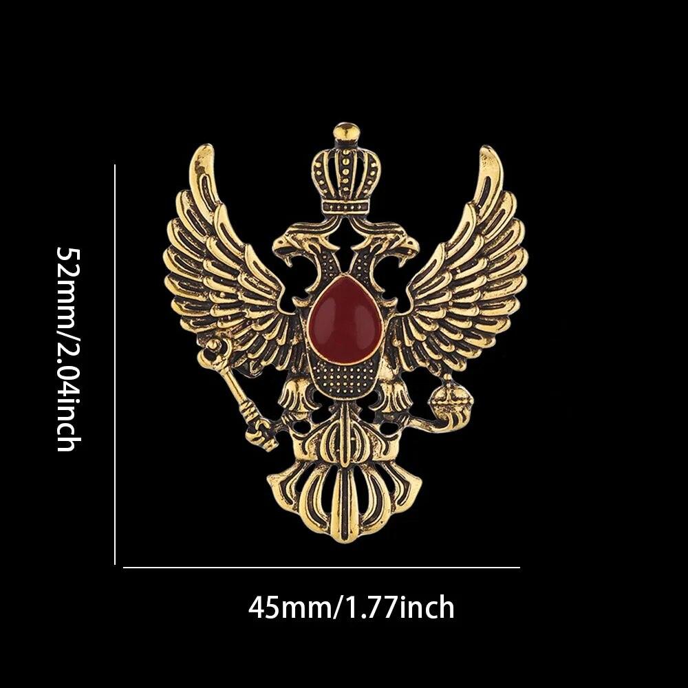 Retro Crown Jewel Double Headed Eagle Brooch Lapel Pin - L & M Kee, LLC