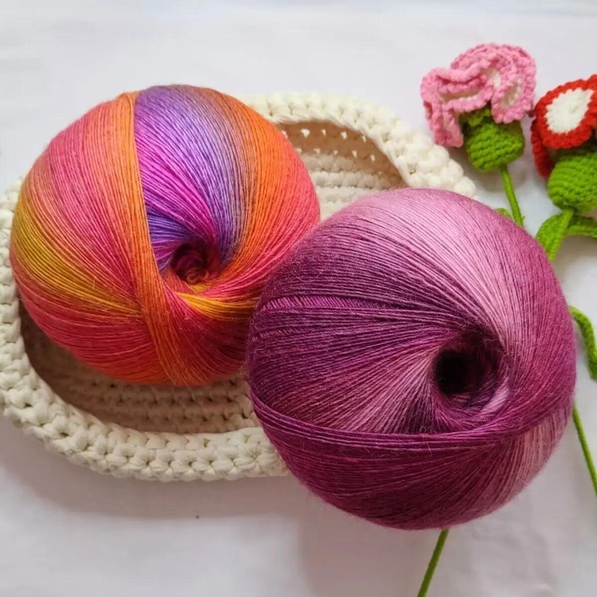 1600/M 200g Stage Gradient Wool Yarn Hand-woven Colorful Cashmere Wool Blend Yarn DIY Knitting Shawl Scarf Hat Wool Thread - L & M Kee, LLC