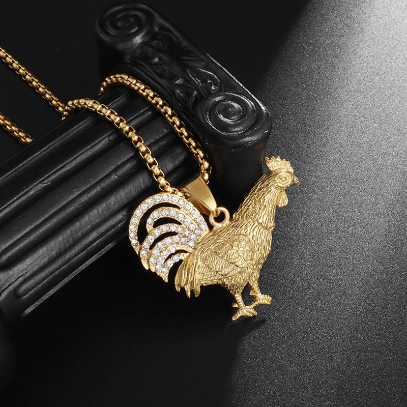 Hip Hop Ice Out Golden Horse Head Pendant Horseshoe Necklace for Men Personality Charm Fashion Rock Party Jewelry - L & M Kee, LLC