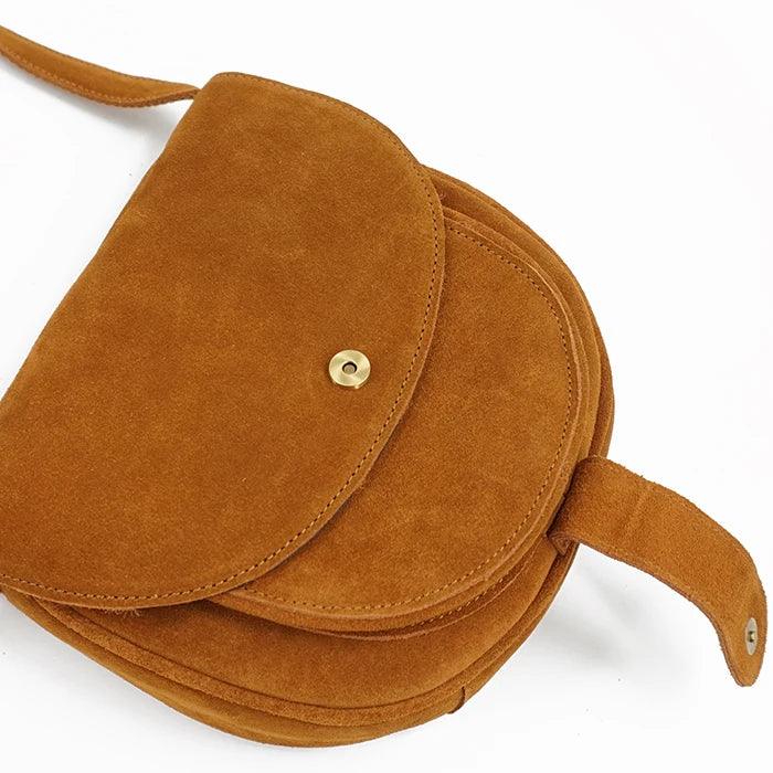 Genuine Leather Suede Pouch Saddle Bag - L & M Kee, LLC