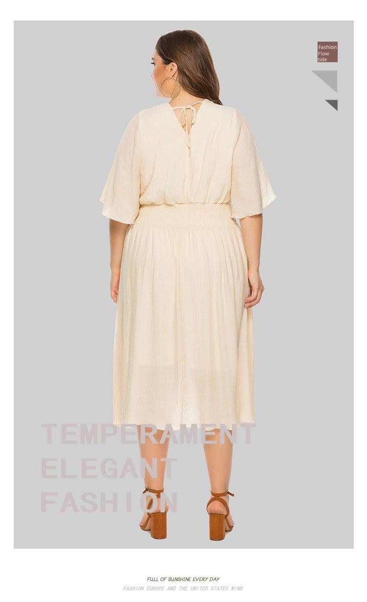 Plus Size Temperament Dress Fat Lady Dress Comfy Slim Dresses Female 4XL - L & M Kee, LLC