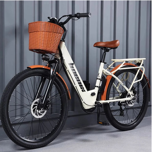 Women Electric Bike 350W Electric City Cruiser Bicycle 15Ah Removable Battery 7-Speed 26" Electric Commuter Bike for Adults