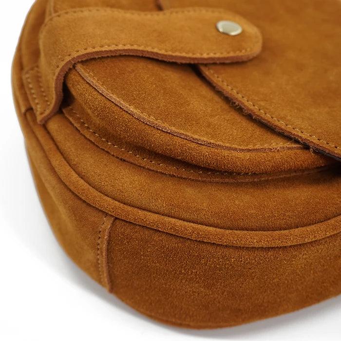 Genuine Leather Suede Pouch Saddle Bag - L & M Kee, LLC