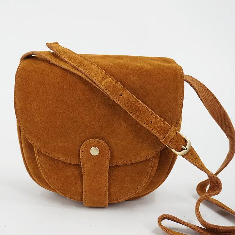 Genuine Leather Suede Pouch Saddle Bag - L & M Kee, LLC