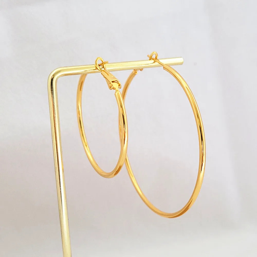 24K Yellow Gold Large Hoop Earrings-L & M Kee, LLC
