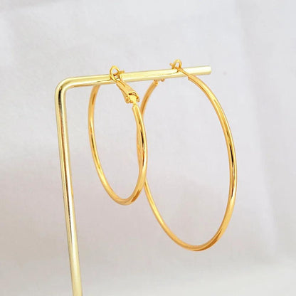 24K Yellow Gold Large Hoop Earrings - L & M Kee, LLC