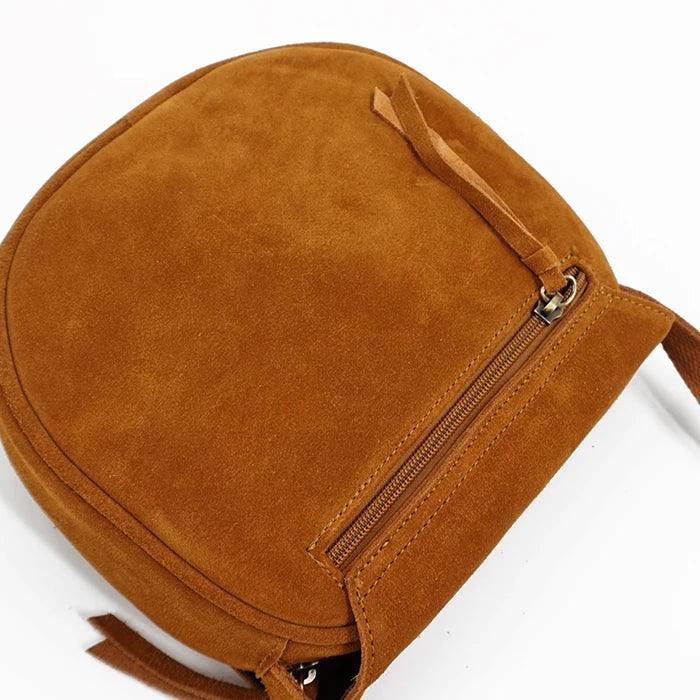 Genuine Leather Suede Pouch Saddle Bag - L & M Kee, LLC