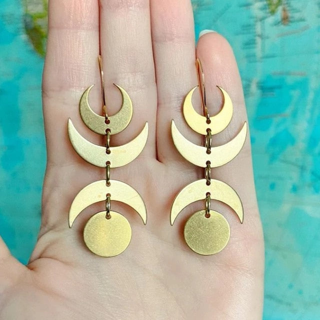 Big Circle Sun and Moon Earrings