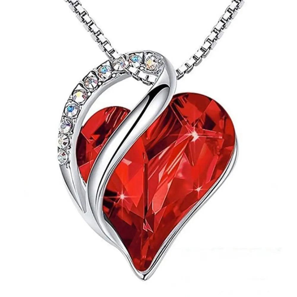 Crystal Shiny Colorful Heart Birthstone Fashion Necklace - L & M Kee, LLC