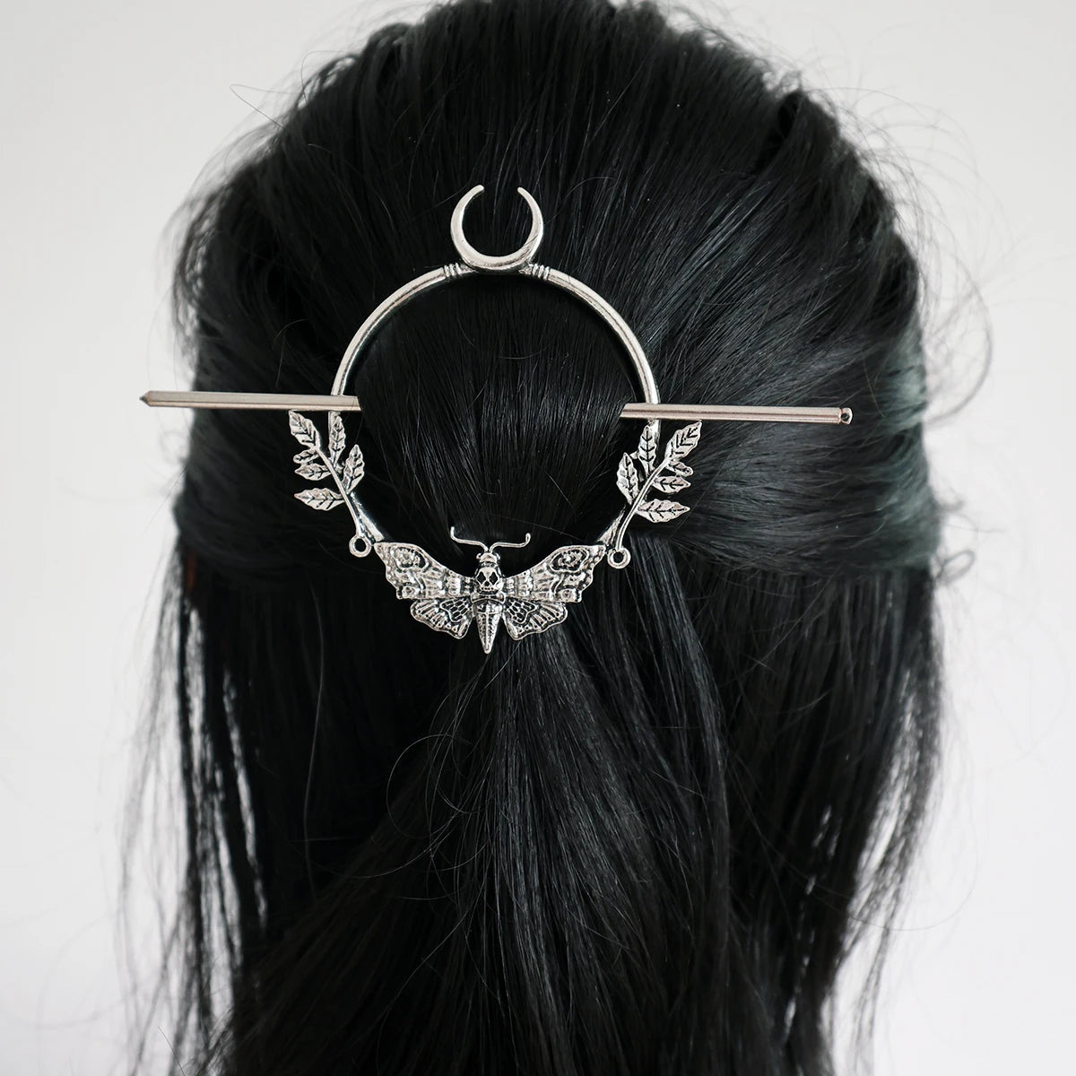 Witch Woodland Goddess Crescent Moon Dragonfly Hairstick Fairy Moon Dragonfly Insect Hair Barrette Hairclip For women Wicca