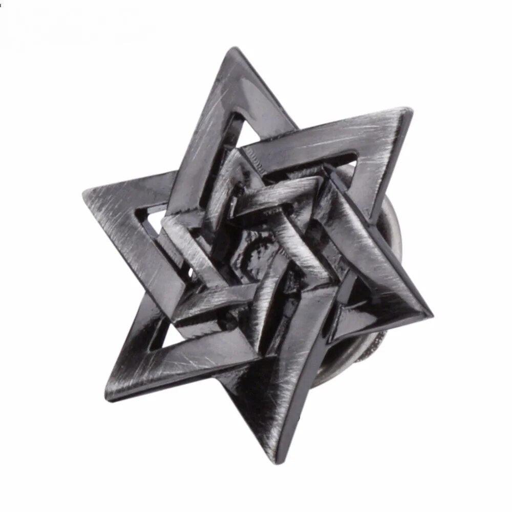 Fashion Hexagram Silver Color Lapel Pin - L & M Kee, LLC