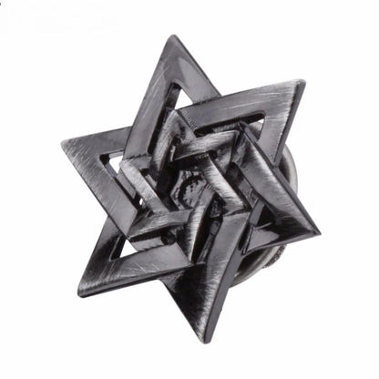 Fashion Hexagram Silver Color Lapel Pin - L & M Kee, LLC