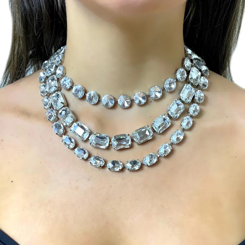 Large Rhinestone Choker Statement Jewelry - L & M Kee, LLC