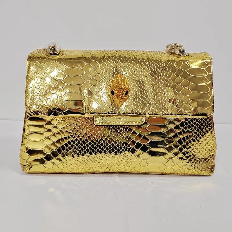 Snakeskin Texture Purse With Eagle Head Metal Icon - L & M Kee, LLC