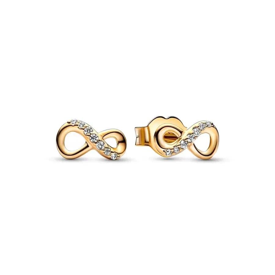 Original Rose Gold Double-row Single-row Infinity Stud Earrings - L & M Kee, LLC