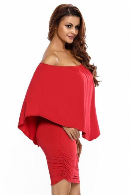 Multiple Dressing Layered Red Mini Poncho Dress - L & M Kee, LLC