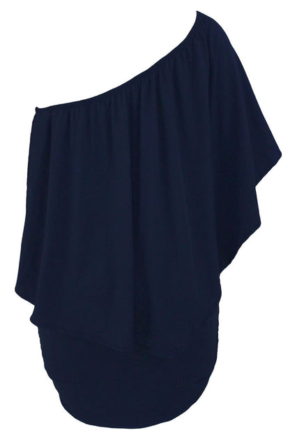 Multiple Dressing Layered Dark Blue Mini Poncho Dress - L & M Kee, LLC