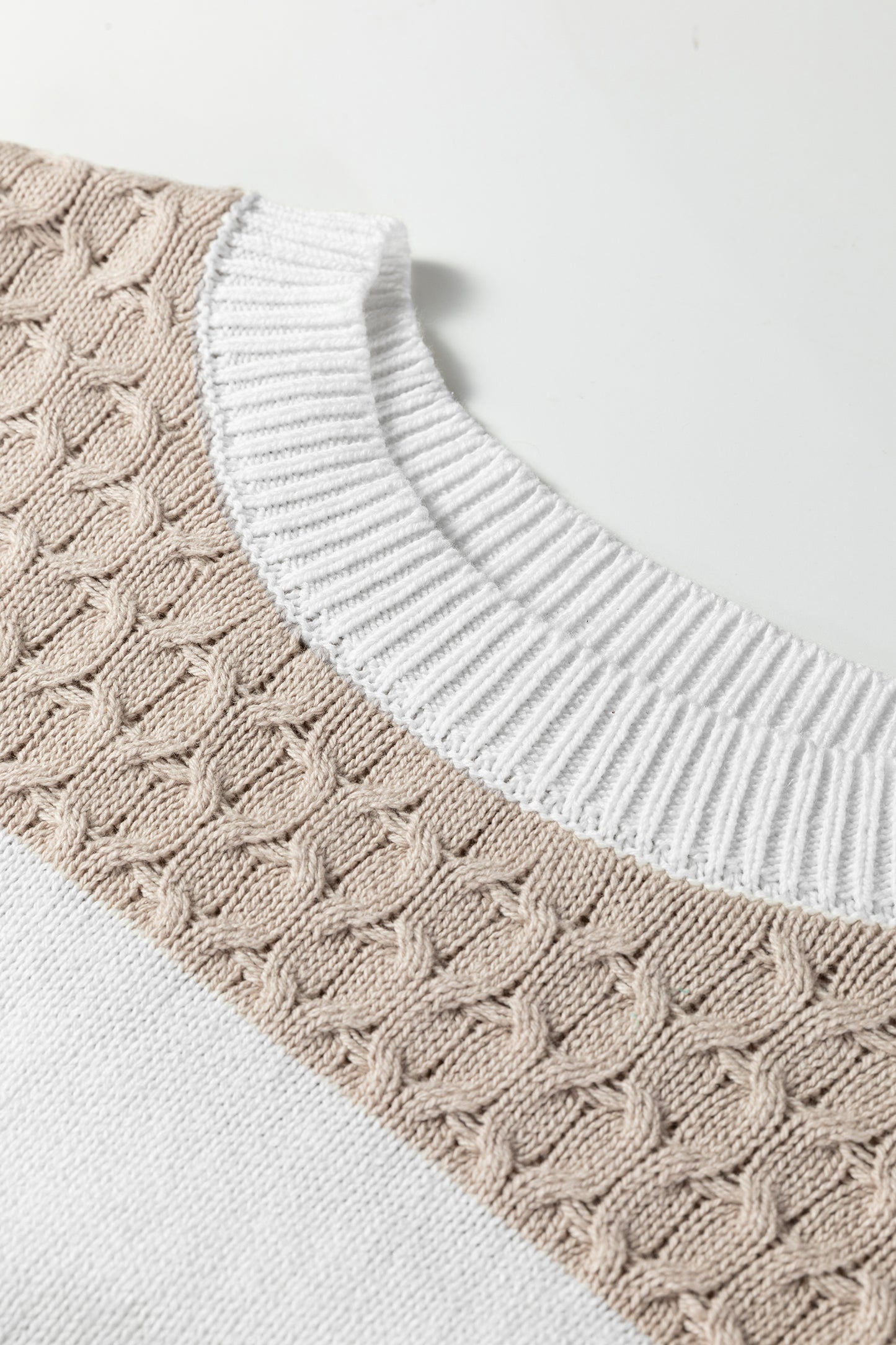 Green Mixed Texture Knit Striped Color Block Loose Sweater