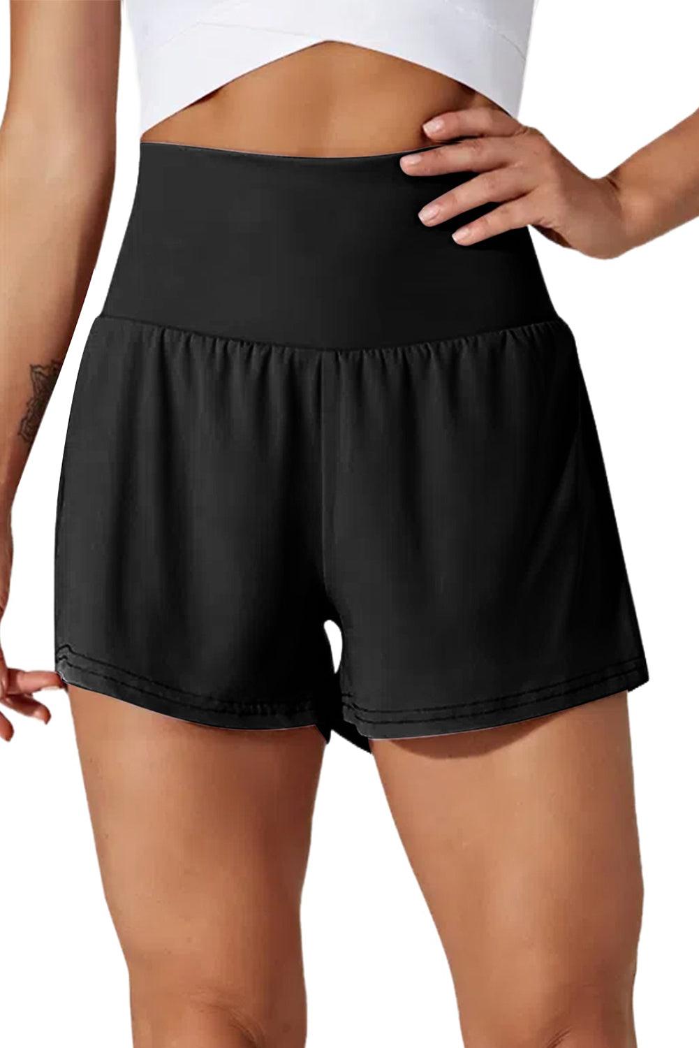 Black Pocketed Wide Waistband Swim Shorts - L & M Kee, LLC