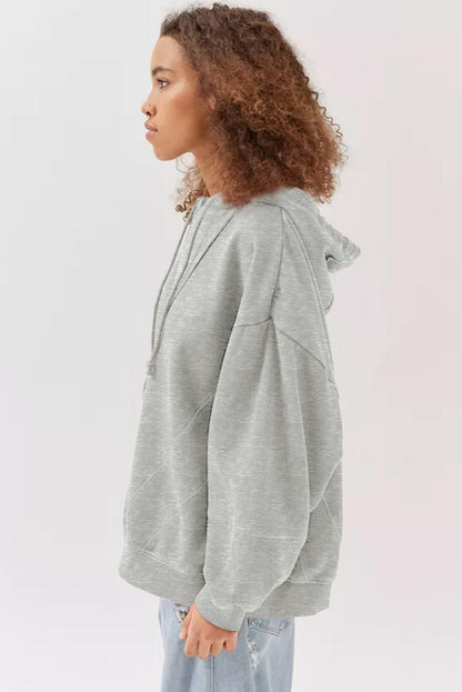 Gray Active Patchwork Detail Warm Winter Hoodie - L & M Kee, LLC