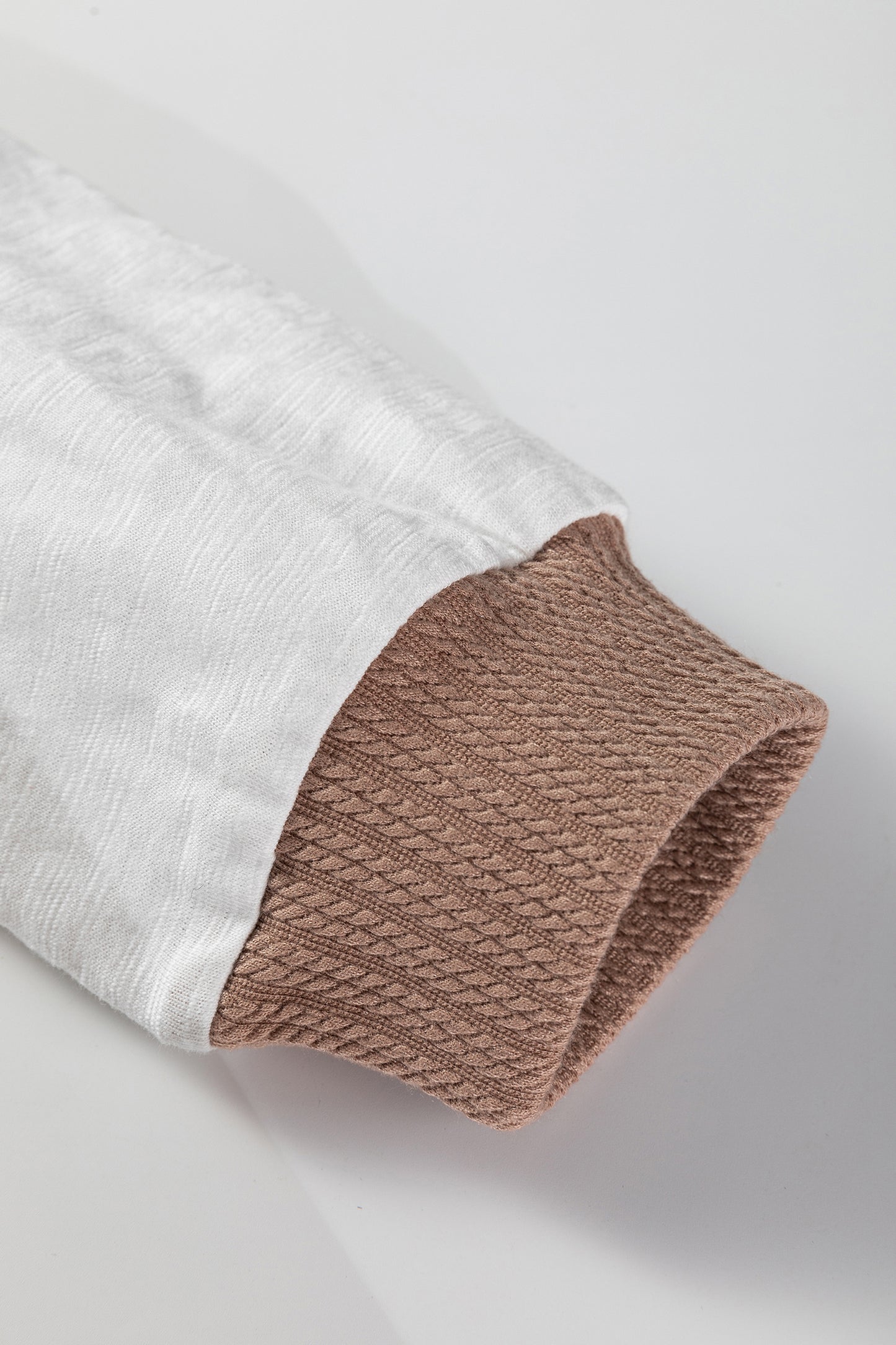 Dark Khaki Colorblock Checkered Raw Seamed Round Neck Knitted Jumper