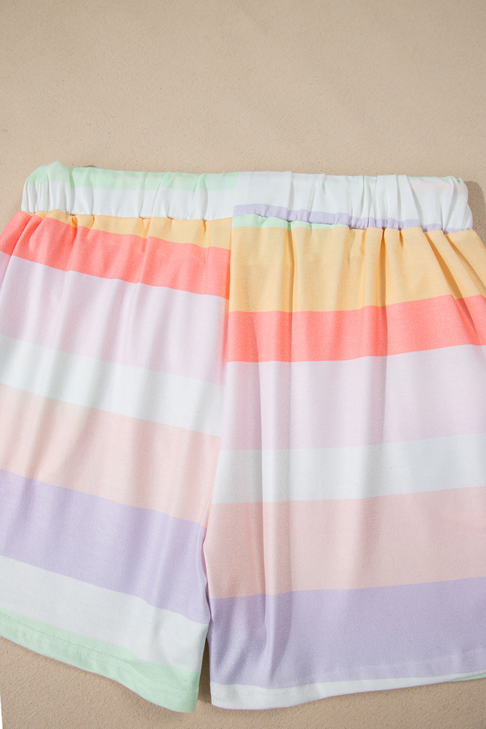 White Rainbow Striped T Shirt and Shorts Set