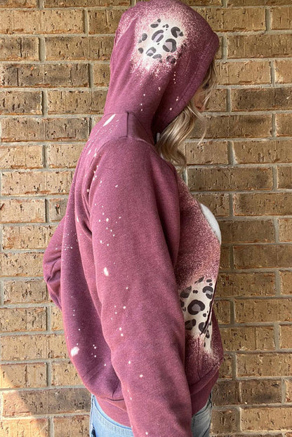 Leopard Tie Dye Print Kangaroo Pocket Pullover Hoodie - L & M Kee, LLC