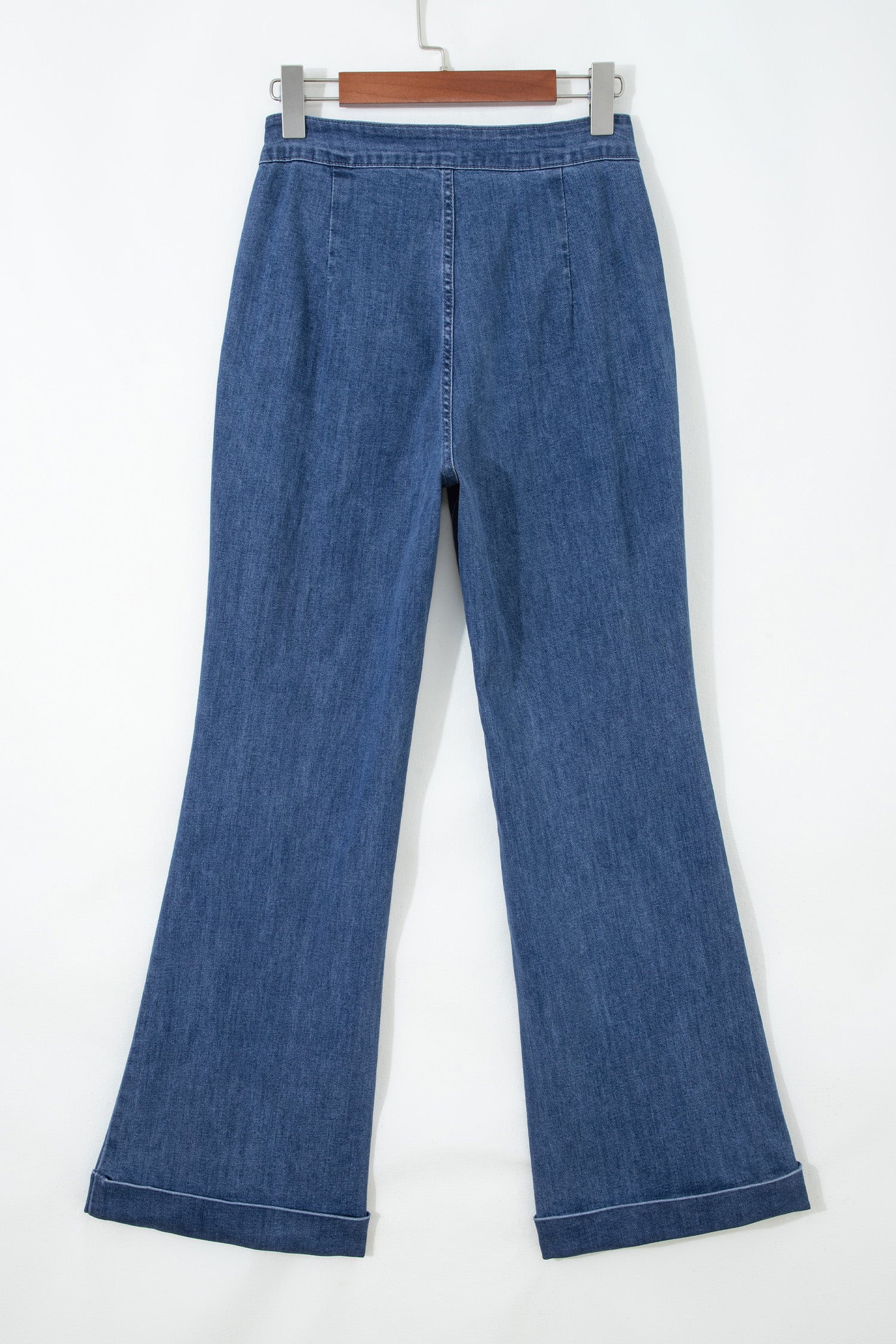 Ashleigh Blue Golden Button Detail Rolled Edge Flare Leg Jeans