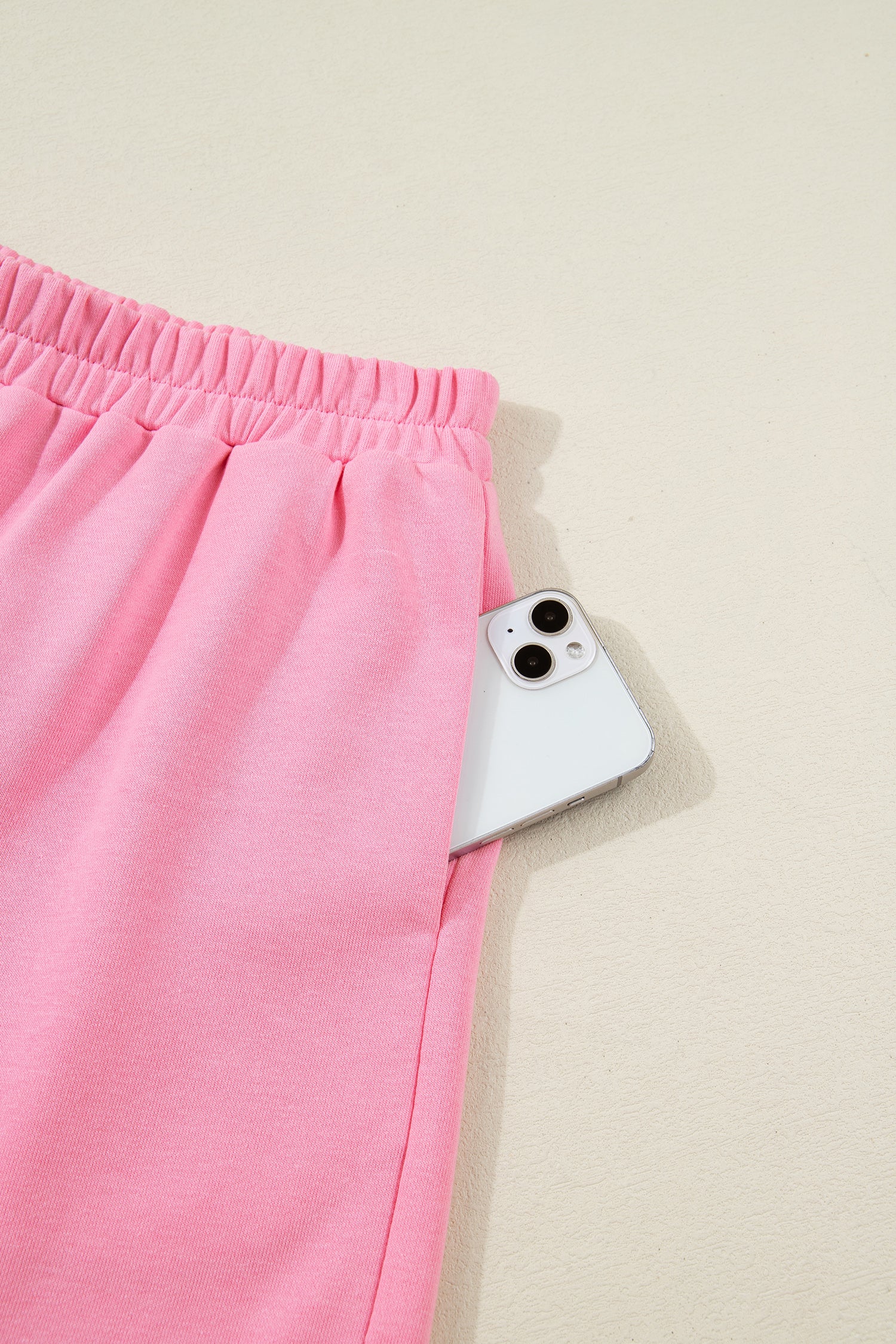 Sachet Pink Plaid Contrasted Double Christmas Tree Patched Raglan Sleeve Pullover 2pcs Short Set