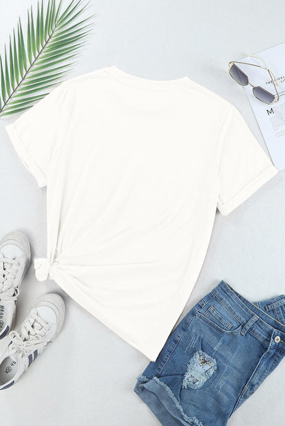 White Casual Plain Crew Neck Tee - L & M Kee, LLC